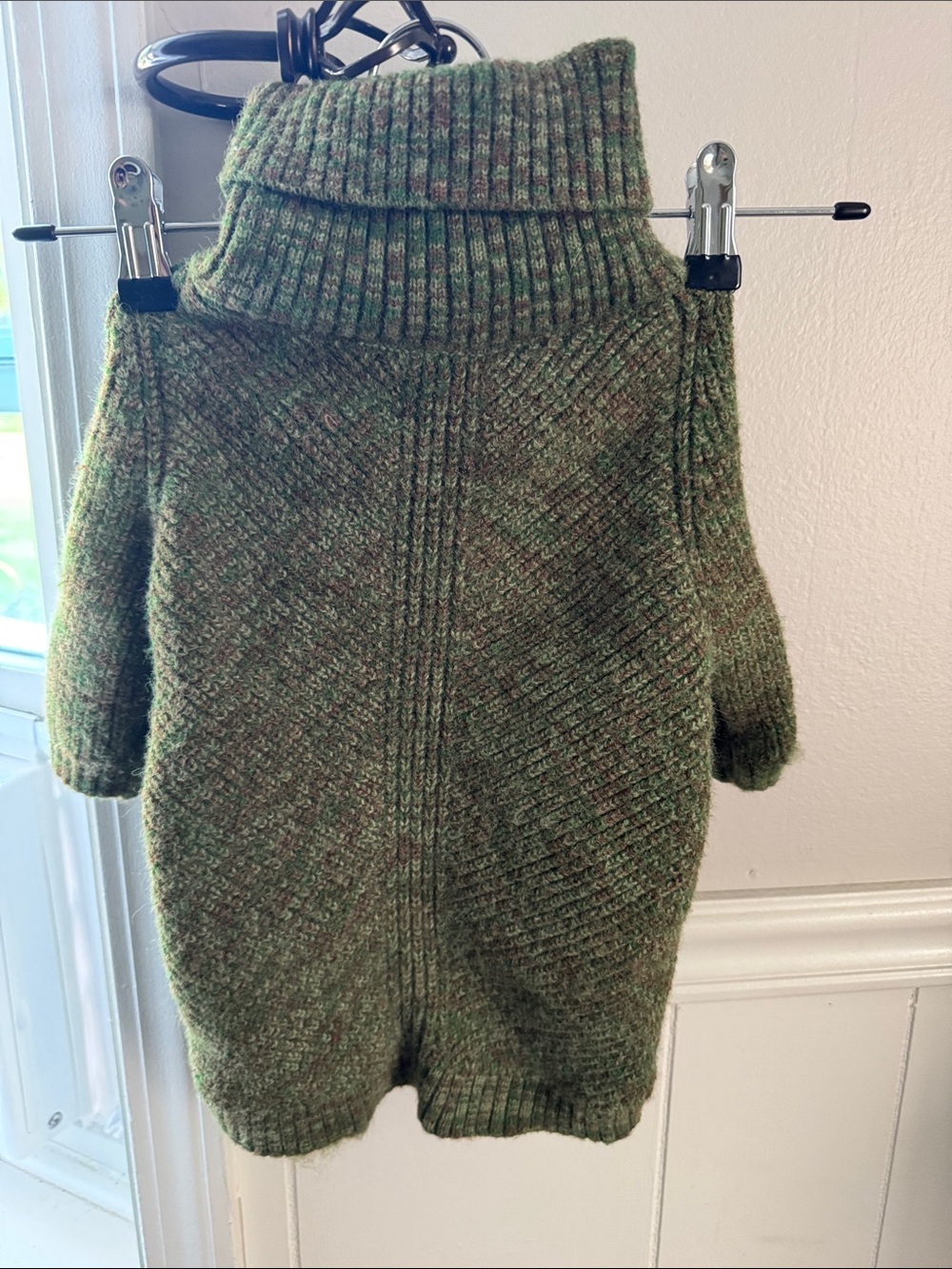 Dog Cozy Turtleneck Knit Sweater in Olive Green